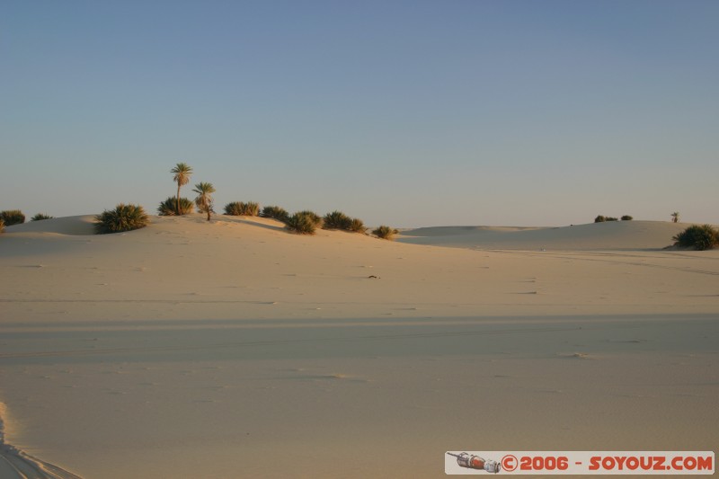 Coucher de Soleil dans à la frontière du Sahara
